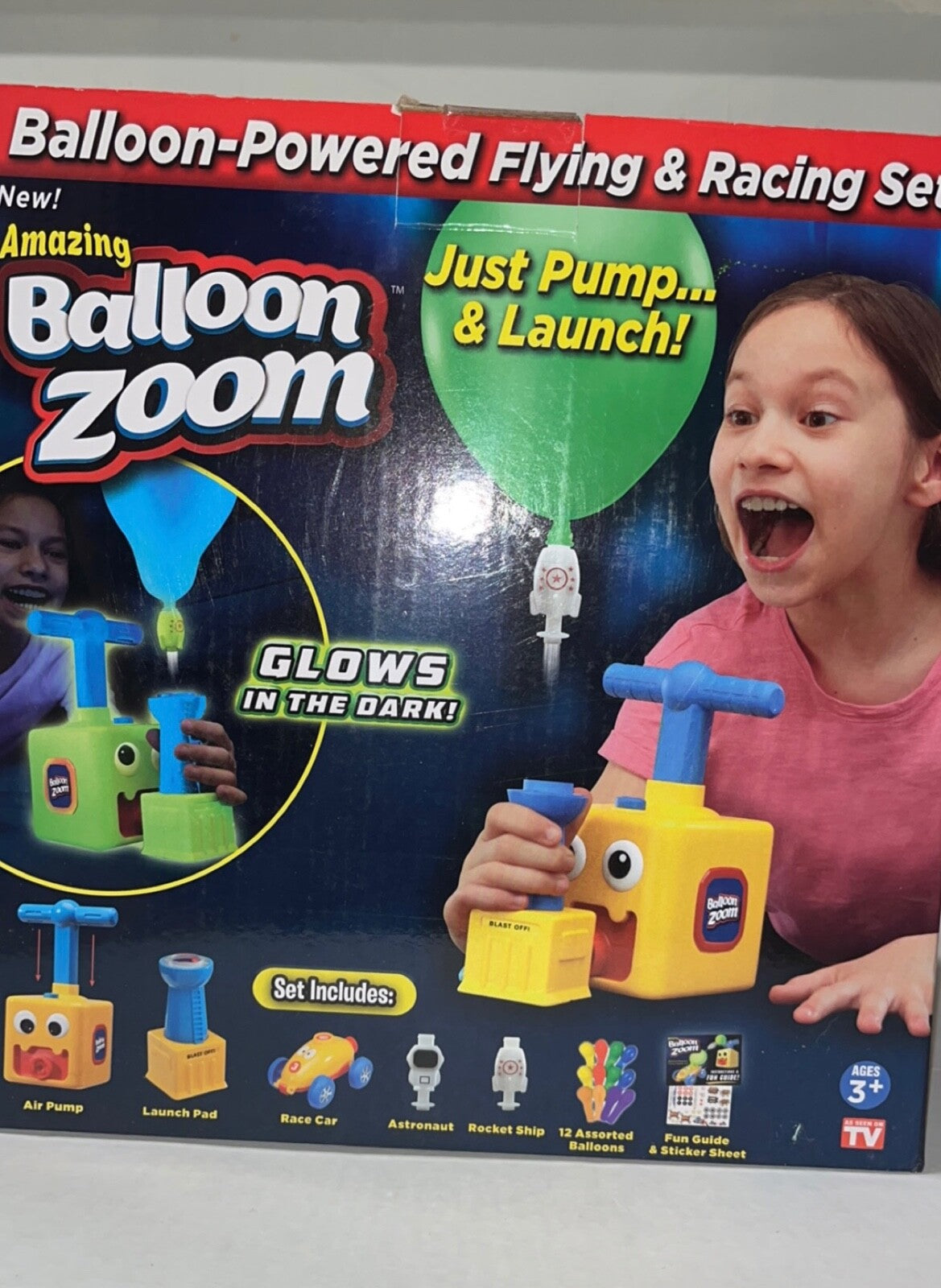Balloon Zoom Balloon-Powered Flying & Racing Set Glow-in-the-Dark As-Seen-On-TV