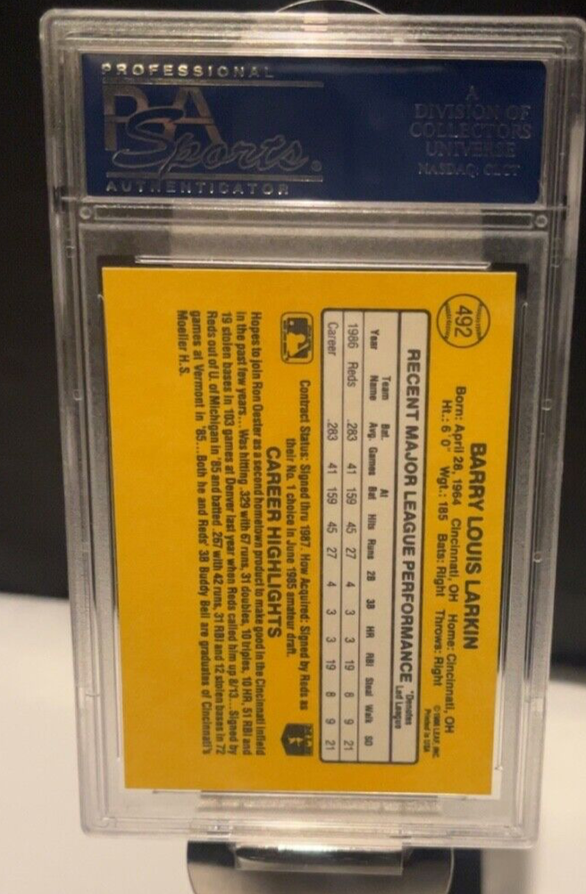 1987 Donruss Barry Larkin RC #492 PSA 8! FREE SHIPPING! HOF