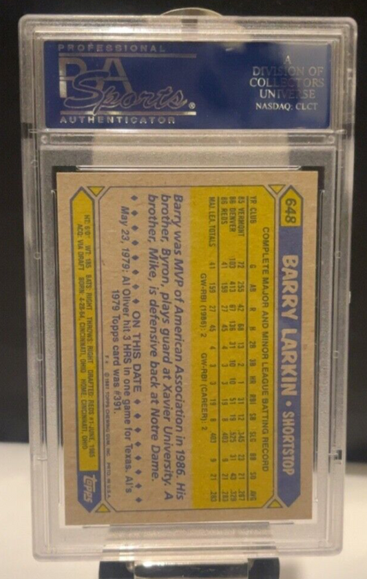 1987 Topps Barry Larkin RC #648 PSA 8! FREE SHIPPING! HOF