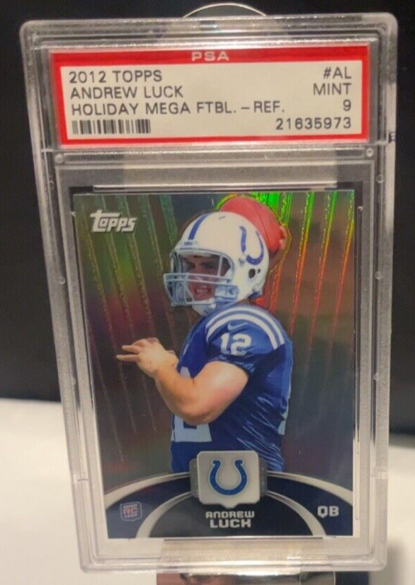 2012 Topps Andrew Luck Holiday MEGA FTBL Refractor PSA 9! Free Shipping