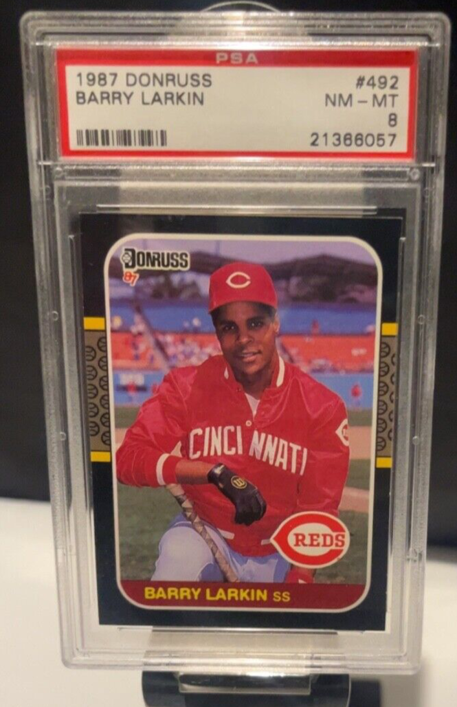 1987 Donruss Barry Larkin RC #492 PSA 8! FREE SHIPPING! HOF
