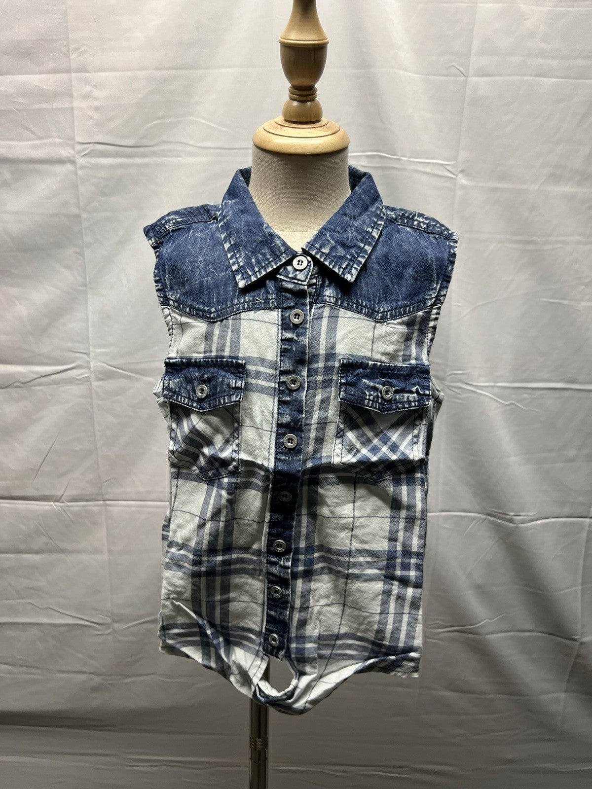 Bienzoe Denim/Plaide Sleeveless Youth 8