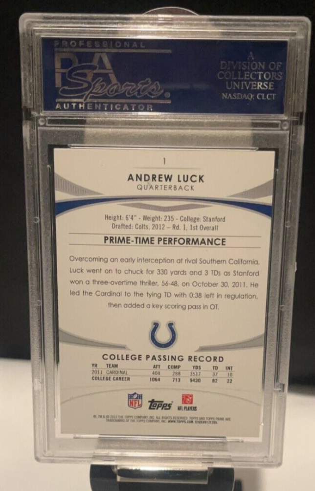 2012 Topps Prime Andrew Luck RC #1 PSA 8! FREE SHIPPING!