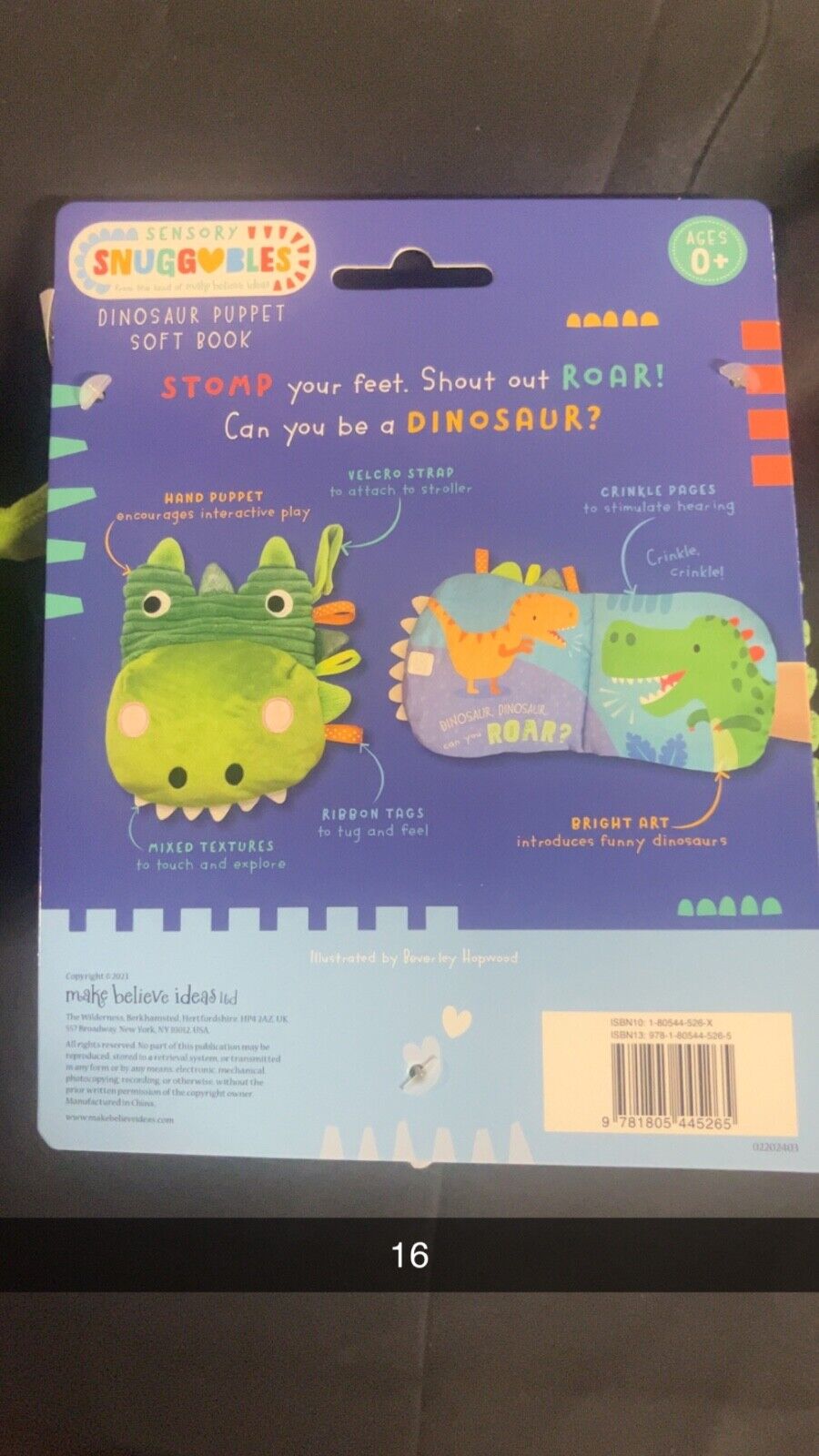 Snuggables Dinosaur Soft Baby Book - BRAND NEW!