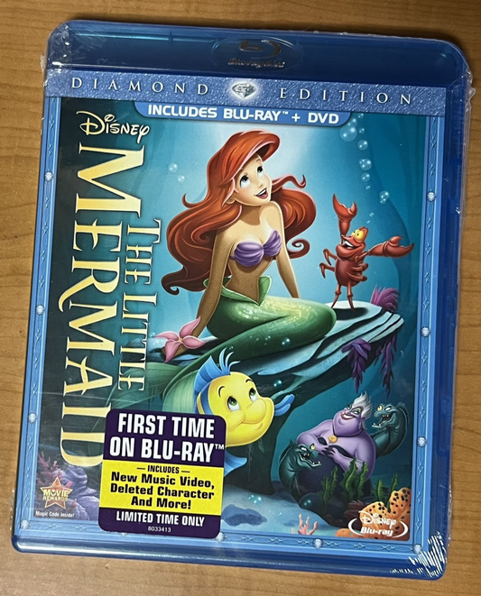 The Little Mermaid (Blu-ray/DVD, 2013, 2-Disc Set, Diamond Edition) NEW OOP!