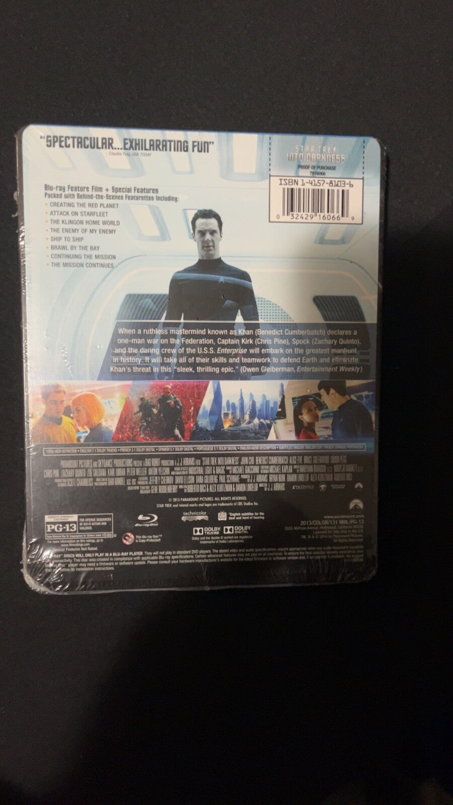 Star Trek: Into Darkness (Blu-ray/DVD, 2013, Steelbook) Chris Pine