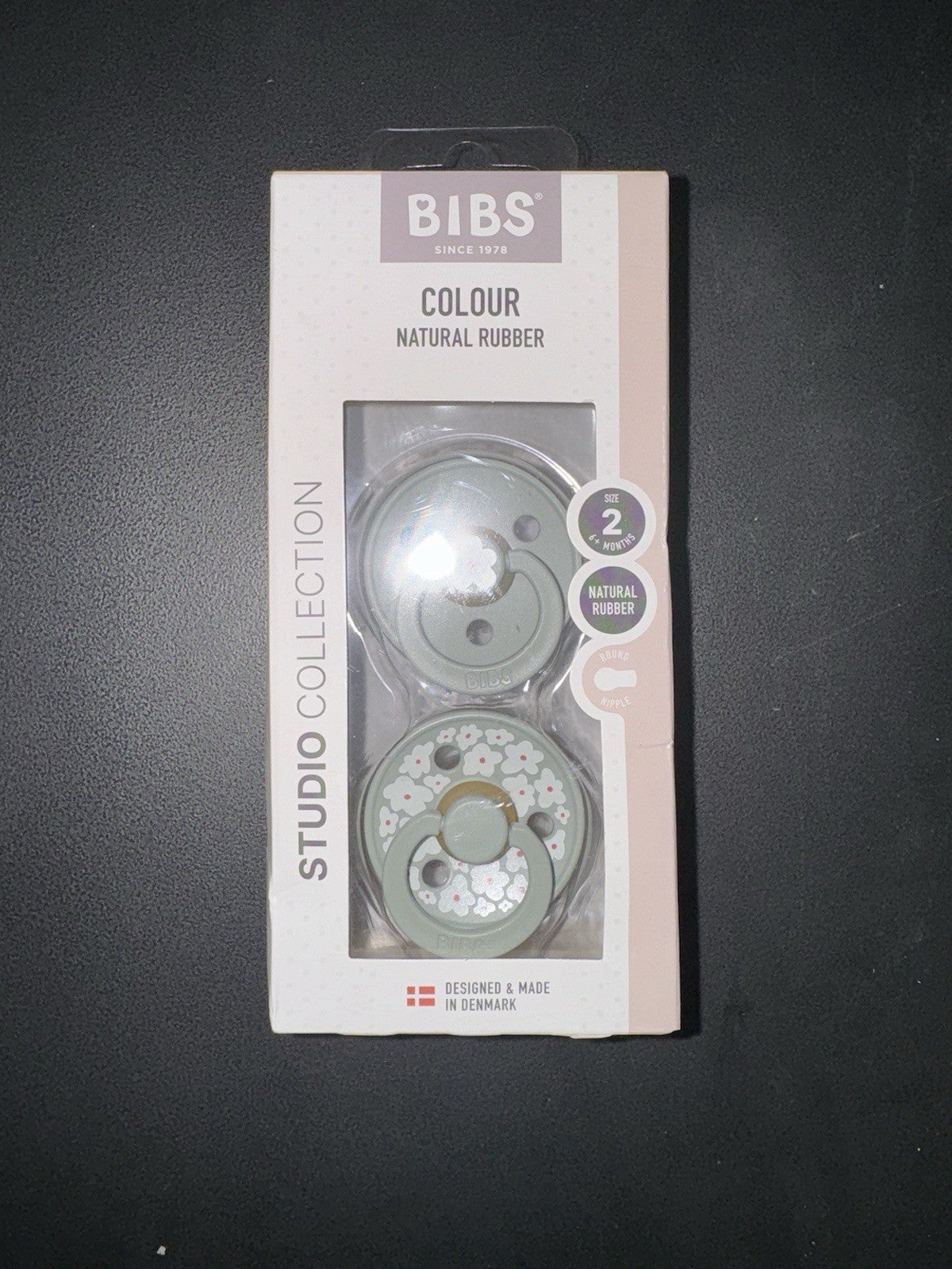 Bibs Studio Collection Color Jasmine Floral Latex Pacifier - 2pk