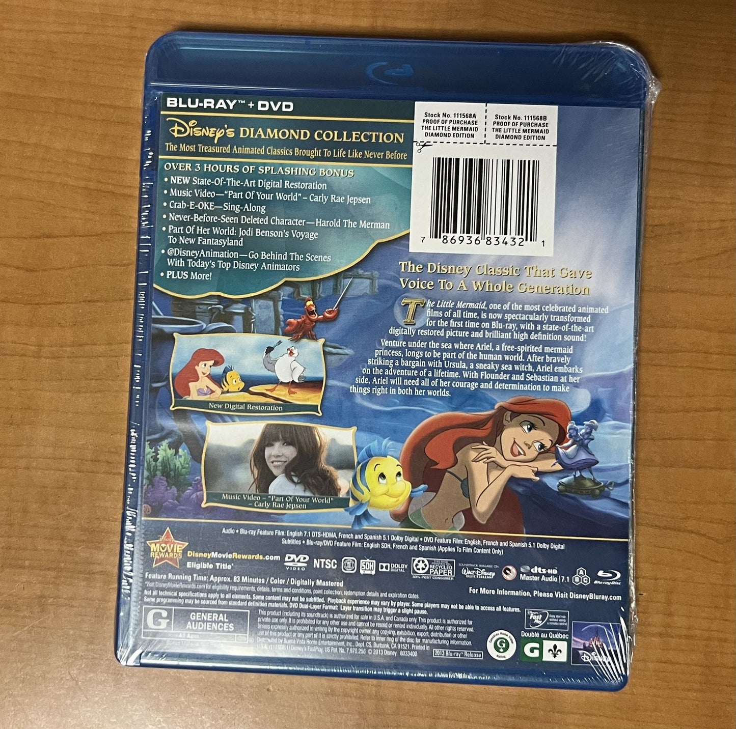 The Little Mermaid (Blu-ray/DVD, 2013, 2-Disc Set, Diamond Edition) NEW OOP!