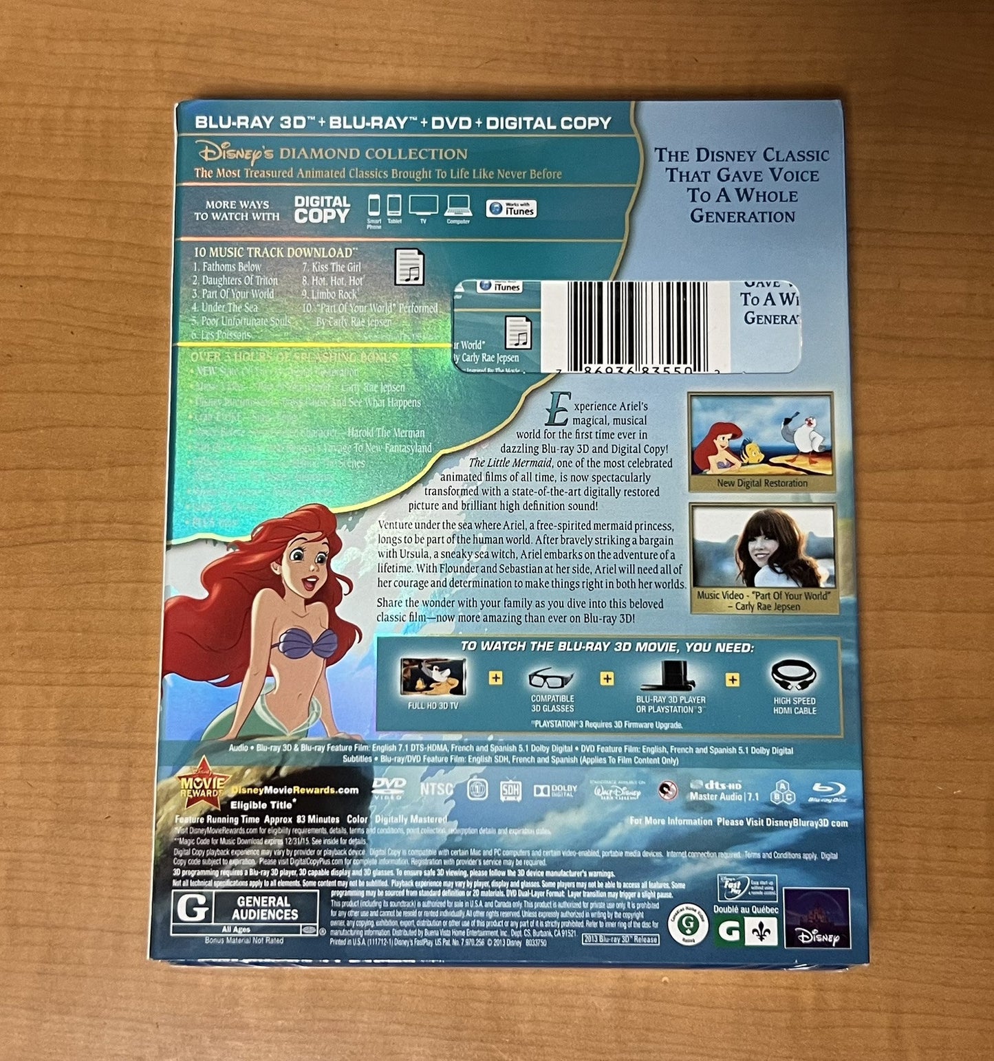 The Little Mermaid (Blu-ray/DVD, 2013, 3-Disc Set, Diamond Edition)  - FREE SHIP